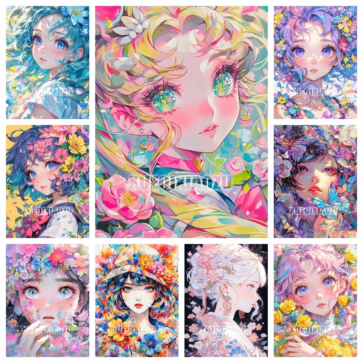 5D Diamant Malerei Cartoon Mädchen Blume voller Diamant Mosaik Kreuzstich Set Home Dekoration Kunst