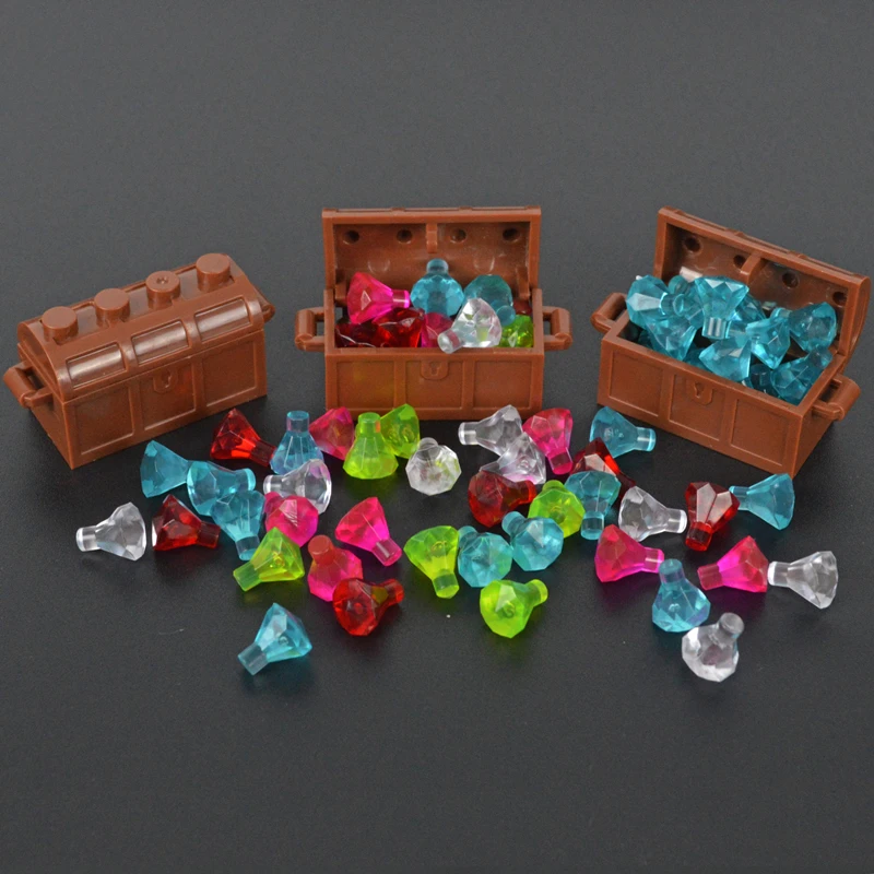 City Brick Jewelry Dimond Building Block Gold Coins Gem Stone Treasure Box Pirate Caribbean Boat Accessories 30385 Crystal Toys