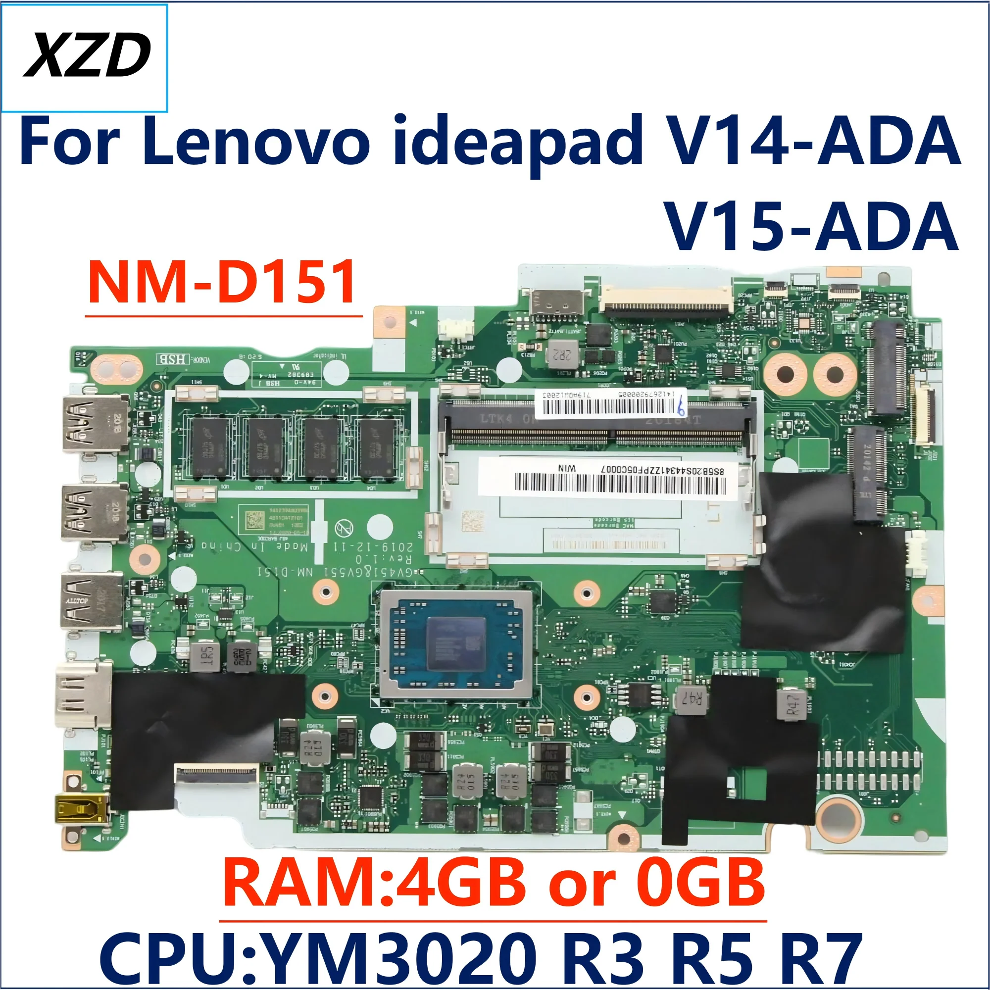 

GV451 GV551 NM-D151 Mainboard For Lenovo V14-ADA V15-ADA V17-ADA05 Laptop Motherboard With R3-3250 CPU 4GB-RAM 100% Test Ok
