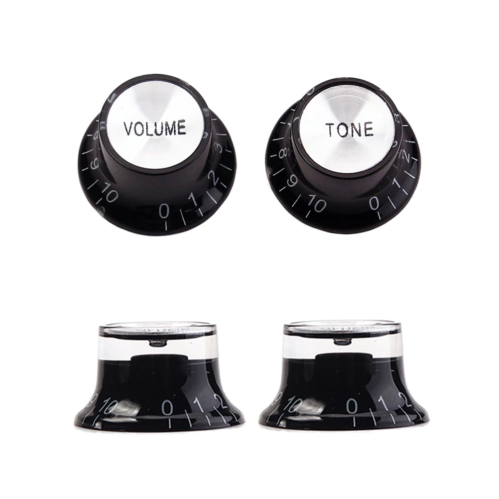

2 Pcs Professional Aluminum Control Knobs For Electric Guitar Parts Volume Tone Black