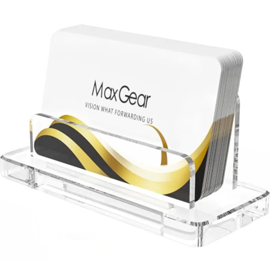 

MaxGear Acrylic Business Cards Holder Desk Clear Business Cards Display Stand Plastic Card Holder for Women and Men Desk Gt Car