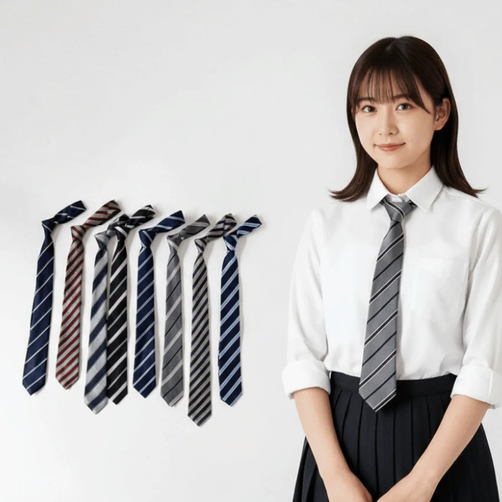Temperament Korean Striped Tie Stripe Printed Shirt Tie Decoration Retro College Style JK Uniform Necktie Daily