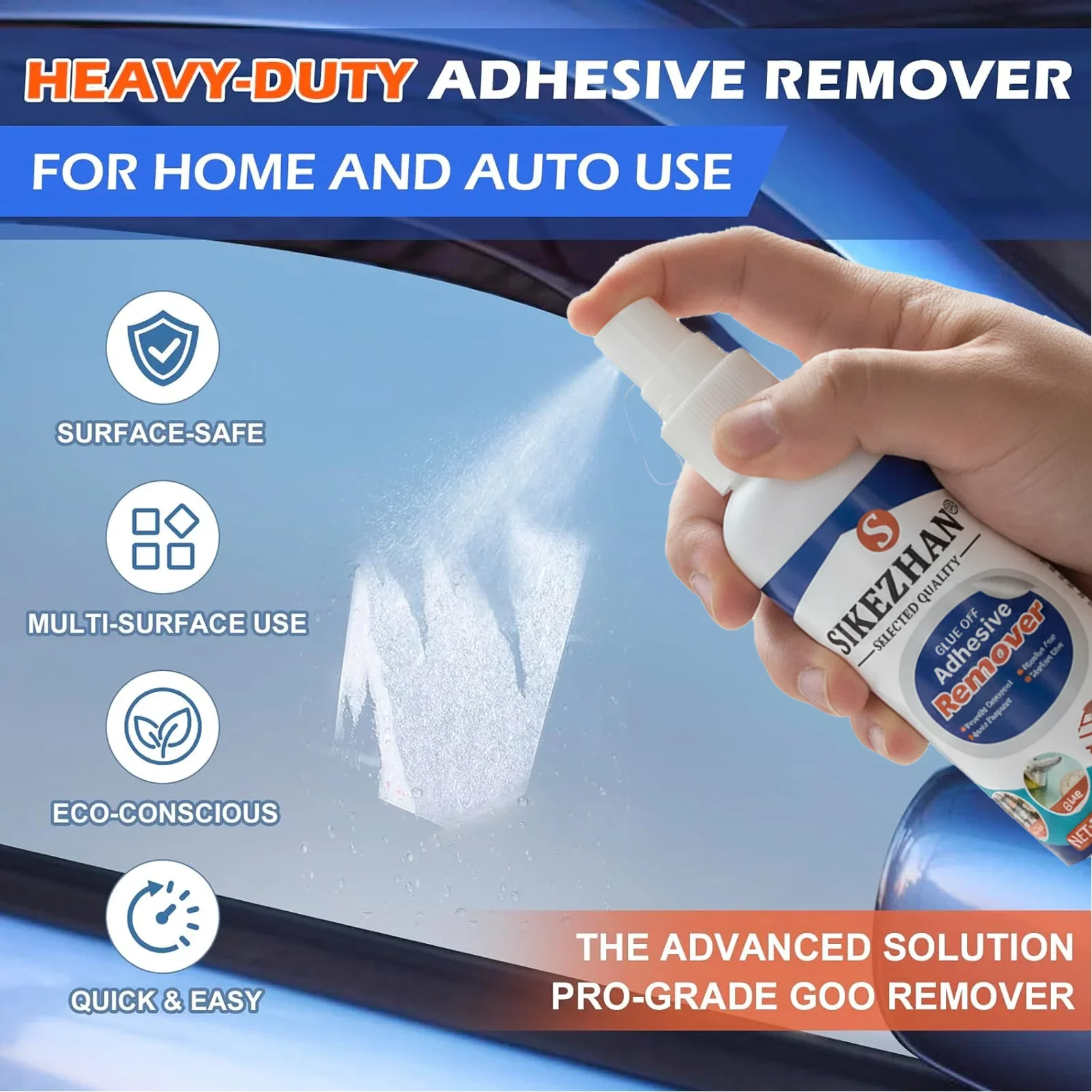 بخاخ مزيل لاصق قوي يزيل الملصقات/الملصقات/الشريط/اللثة/القطر بدون بقايا، آمن على السطح يتضمن منشفة مكشطة 100 مل/3.5 أونصة