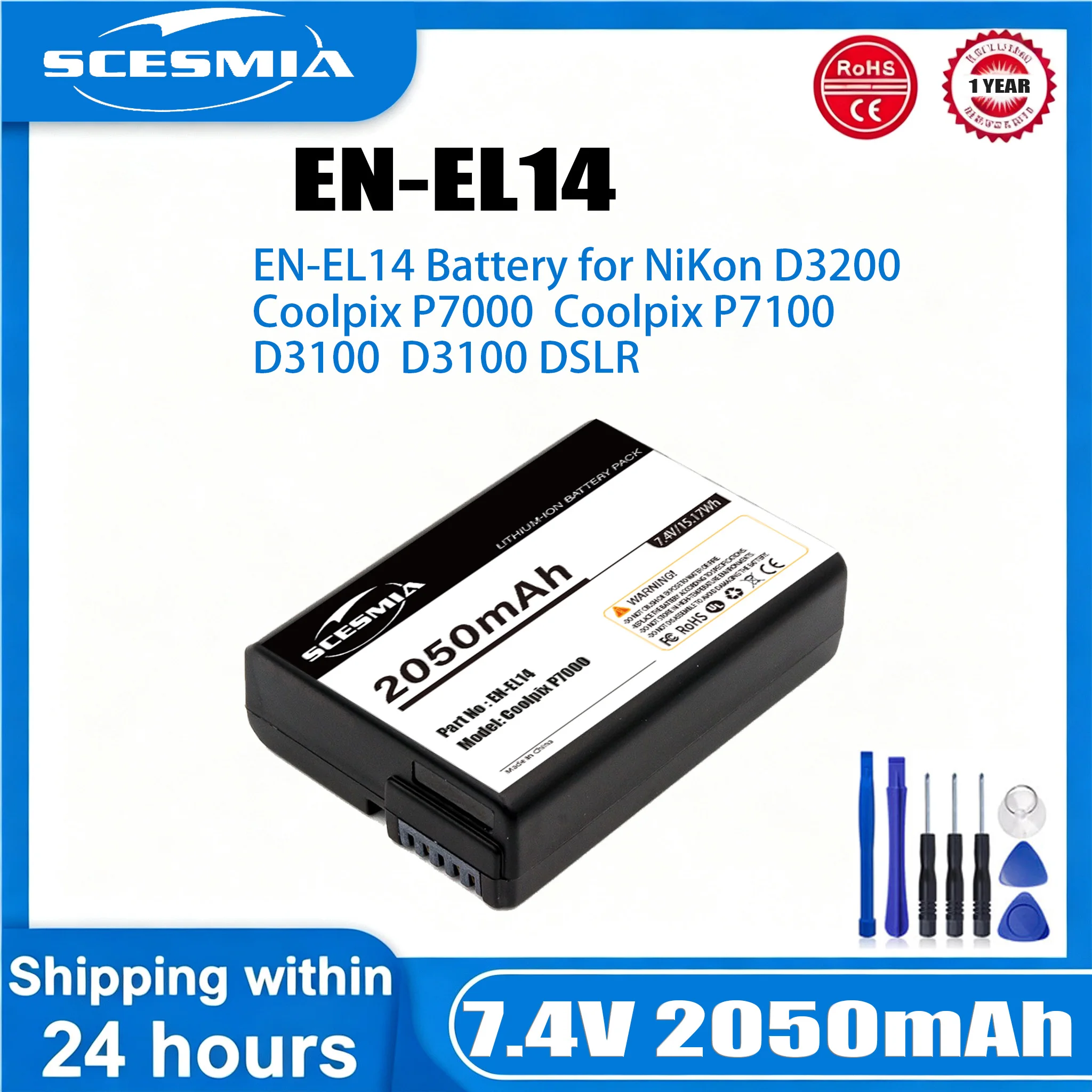 EN-EL14a EN-EL14 Battery for Nikon D5500 D5600 D3400 D3500 D5100 D5200 D5300 D3100 D3200 D3300 COOLPIX P7700 P7800
