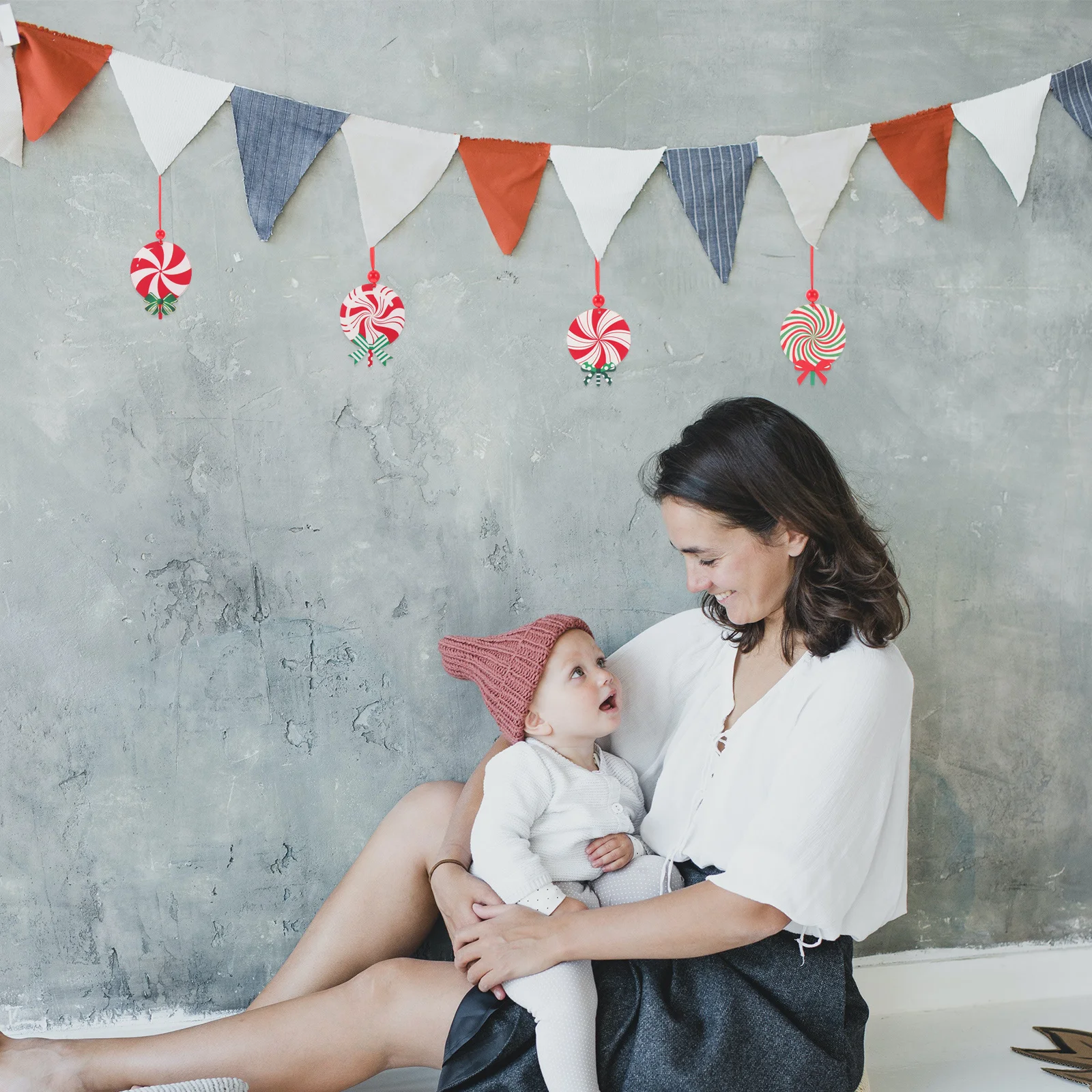 

6Pcs Festival Hanging Ornaments Lollipop Pendants Wooden Candy Bright Colors Party Decor Christmas Decorations