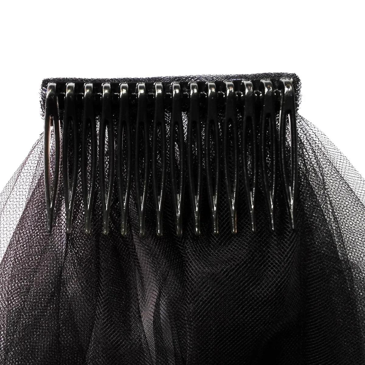 New Style Fresh Looking  2 Tier Black Lace Edge Bridal Veil Wedding Veils in Stock with Comb