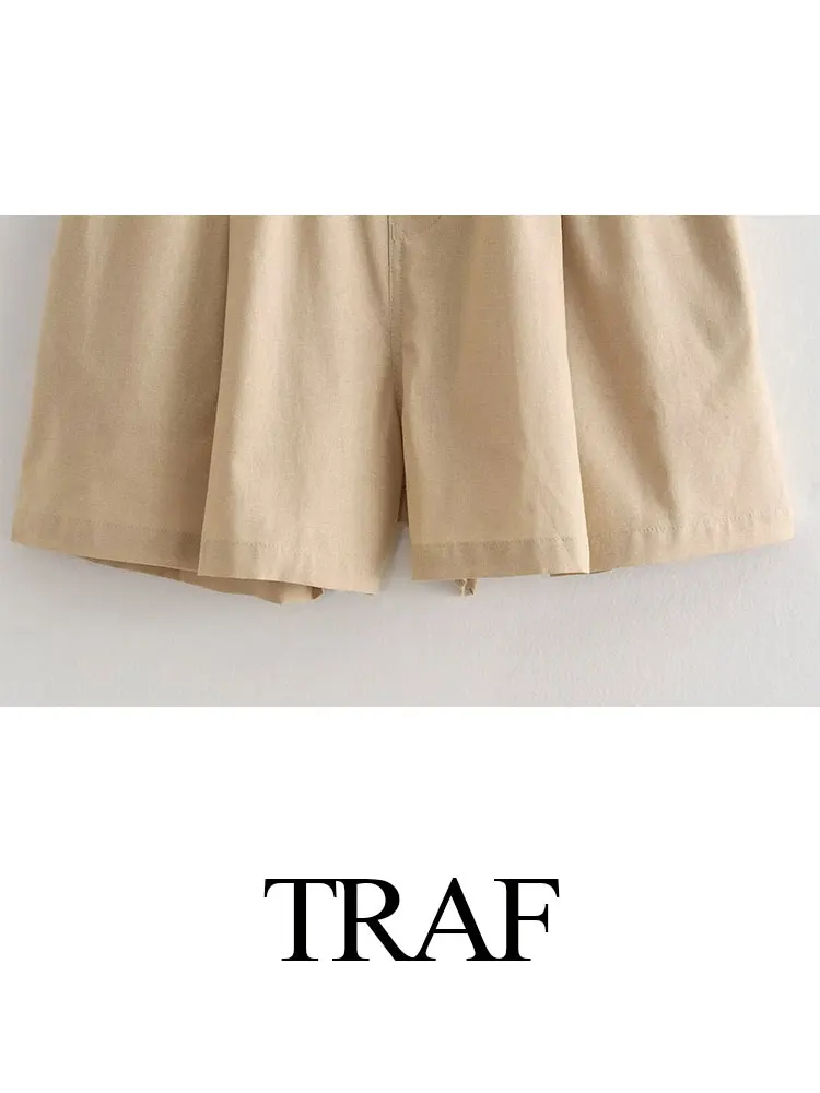 TRAF Women Fashion Trend 2023 Summer Solid Multiple Colors Elastic Waist With Large Pockets Loose Casual Female Short Pants