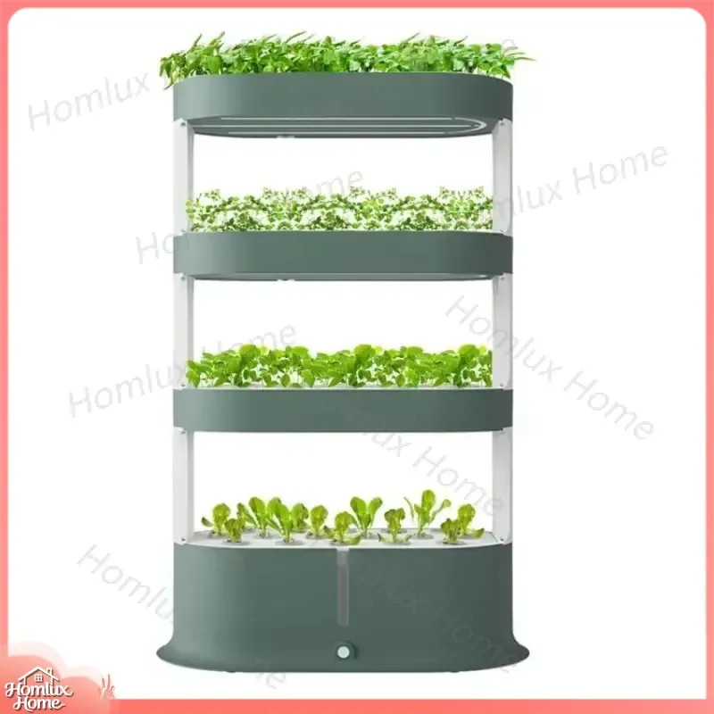 Smart Hydroponic Growing System Indoor Soilless Vegetable Garden Multi-Layer Balcony Plant Rack with LED Grow Lights for Home