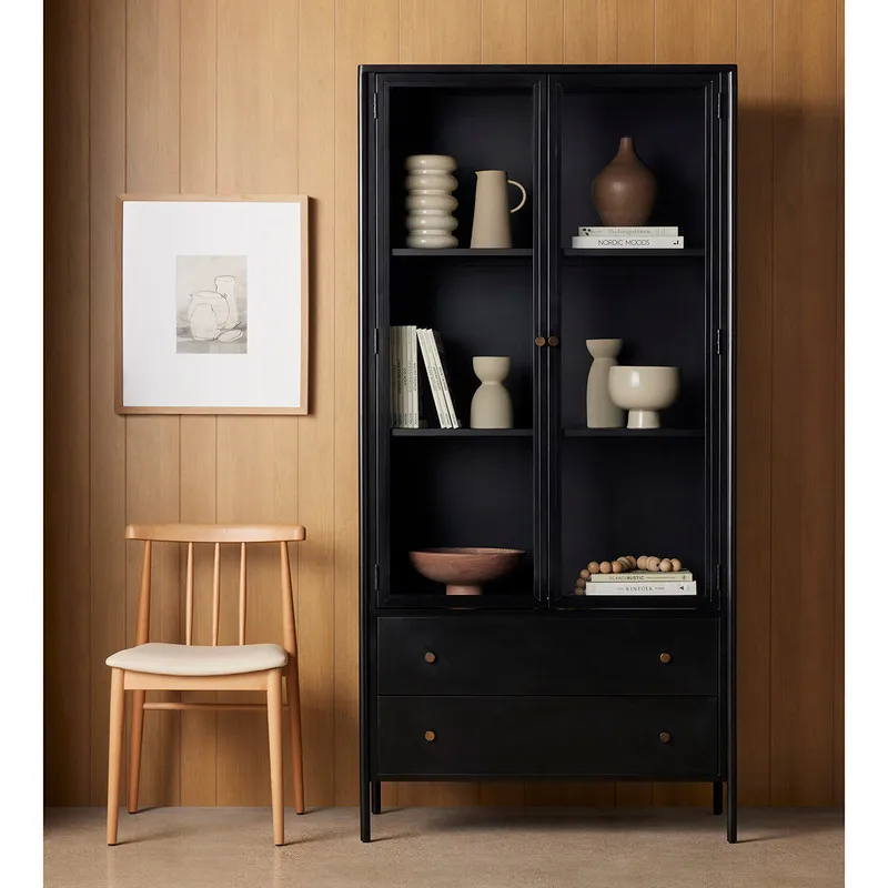 Traditional American bookcase rural oak living room furniture home office workshop