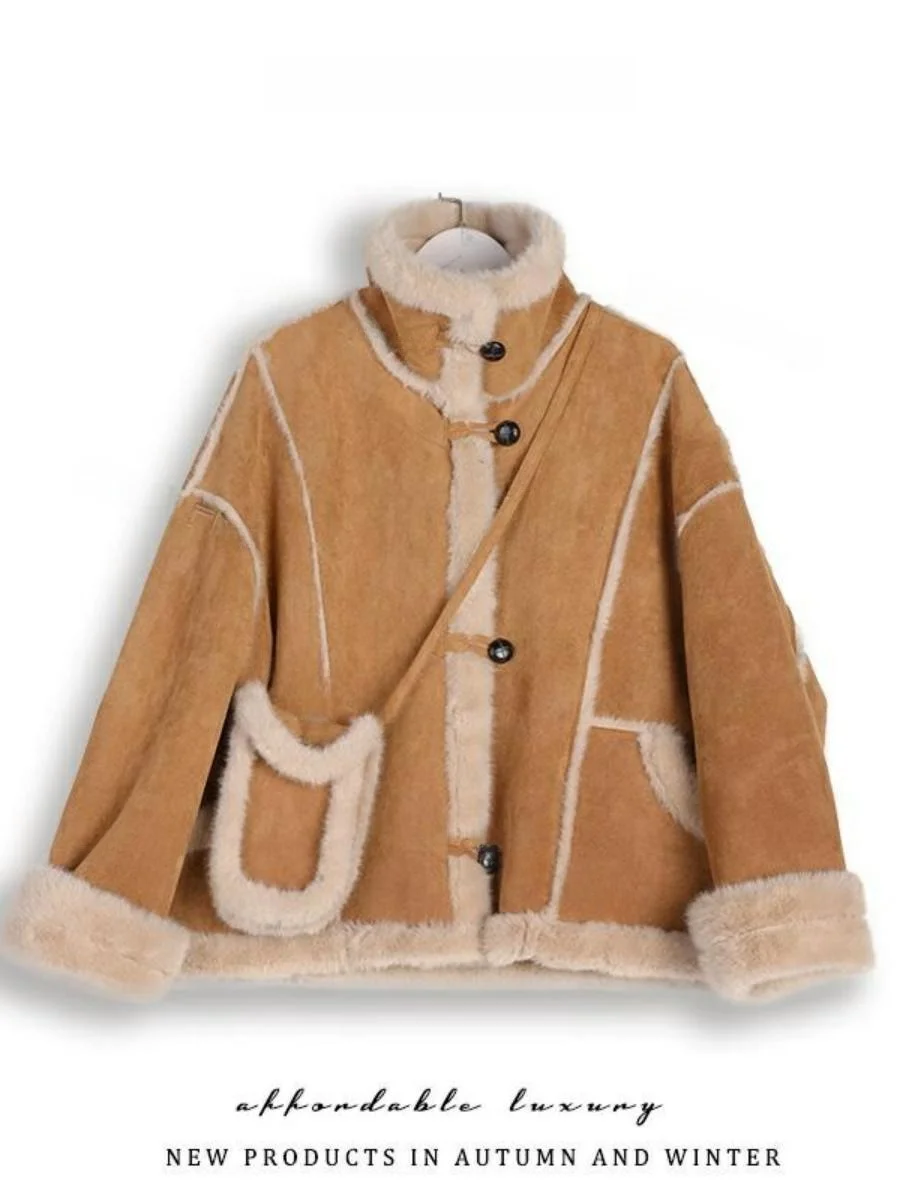 Retro Sle mujer única piel y cuero Intercated algodón Jaet prendas de vestir exteriores de invierno Sli ort abrigo largo Sve redondo Ne