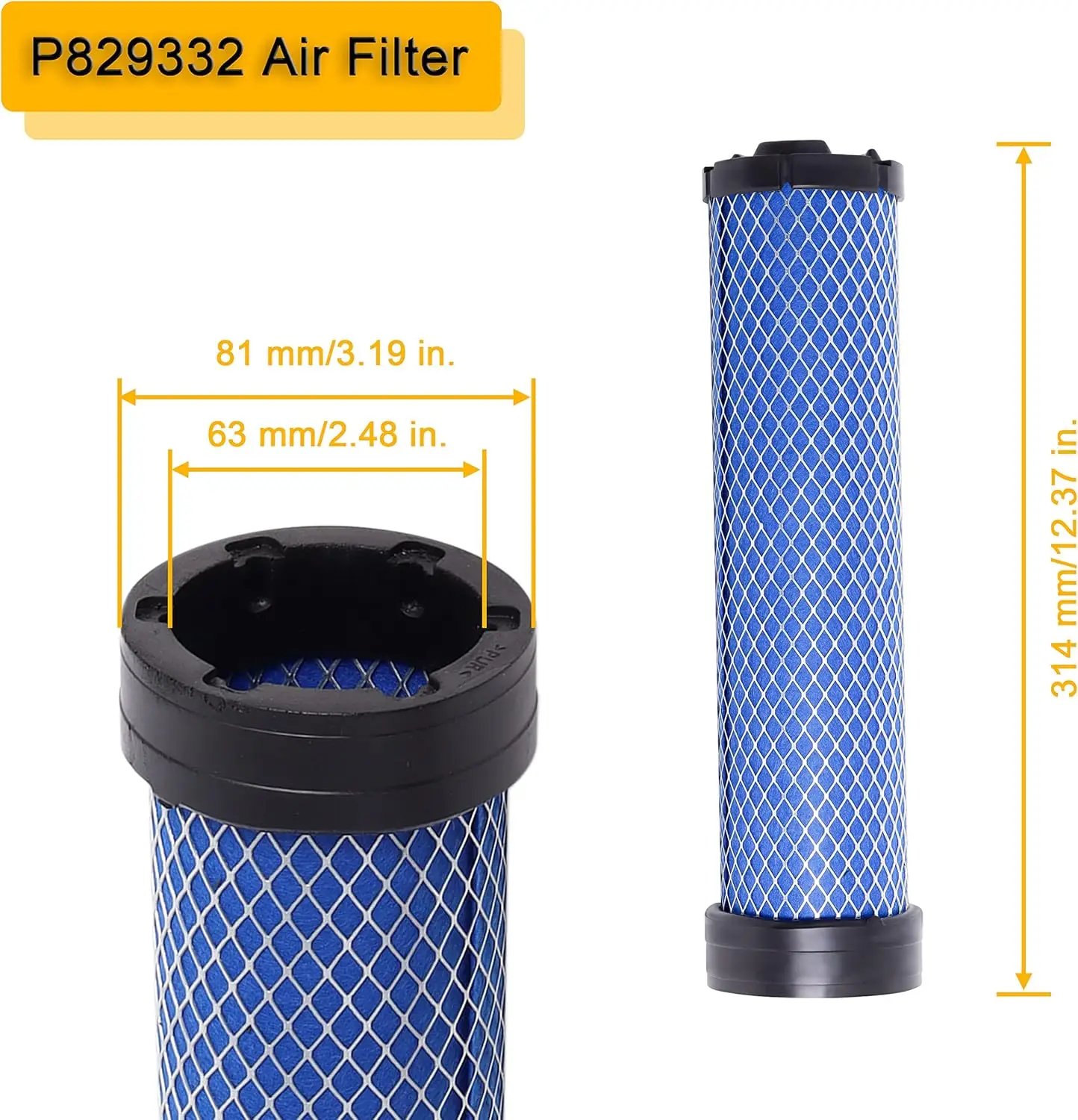 P827653 P829332 Air Filter Set Compatible with Bobcat 6666375-6666376 Replaces for 863 863G 873 873G 883 Air Filter