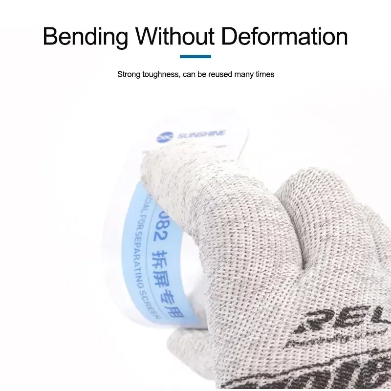 10Pcs SUNSHINE SS-082 Curved Screen Disassembly Card Folding Resistant For LCD Screen/Back Cover /Middle Frame Glue Removal Tool