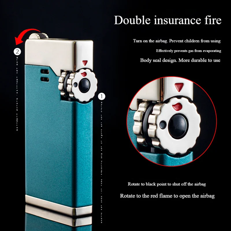 Jobon Creative Blue Flame Dual Jet Refillable Gas Lighter with Visible Gas Tank, Safety Lock, Wholesale image 2