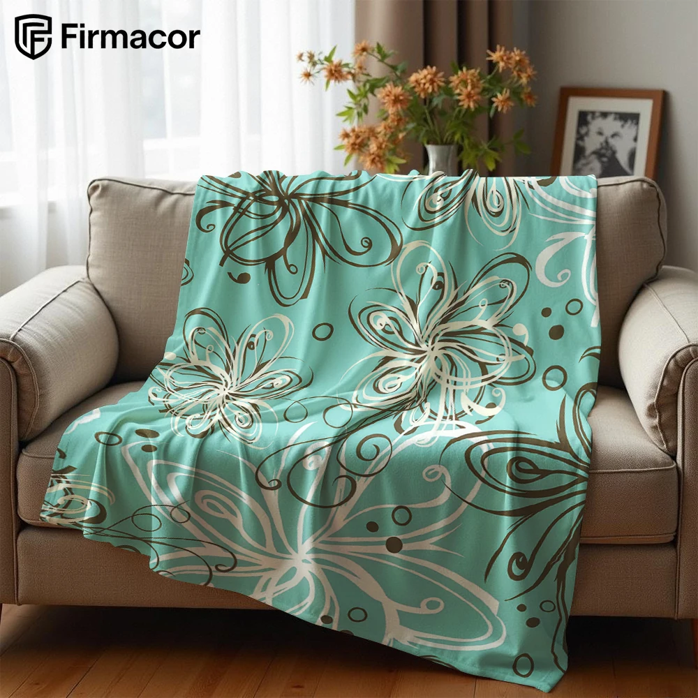 Tiffany Line Art Florals Lightweight Microfiber Soft Christmas Fleece Blanket Warm Cozy Throw for Sofa Office Travel All Season