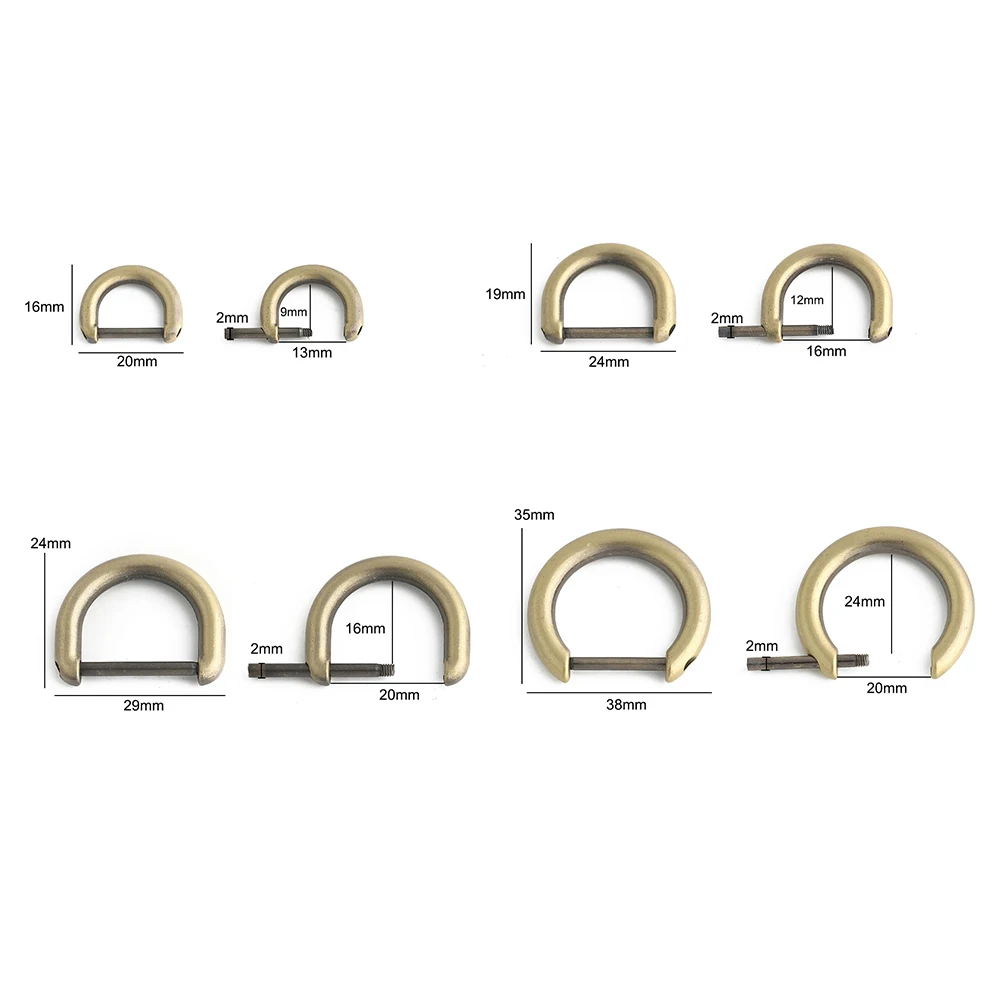 10/30/100PCS 13mm 16mm 20mm Metal D Ring Buckles Removable Screw For Leather Craft Belt Strap Handle Shoulder Bag Accessories