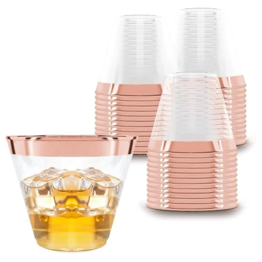 

100 Plastic Cups - Plastic Cups 9 oz - Party Decorations - Disposable Wine Cup - Cup - Bulk Party Wine Glasses