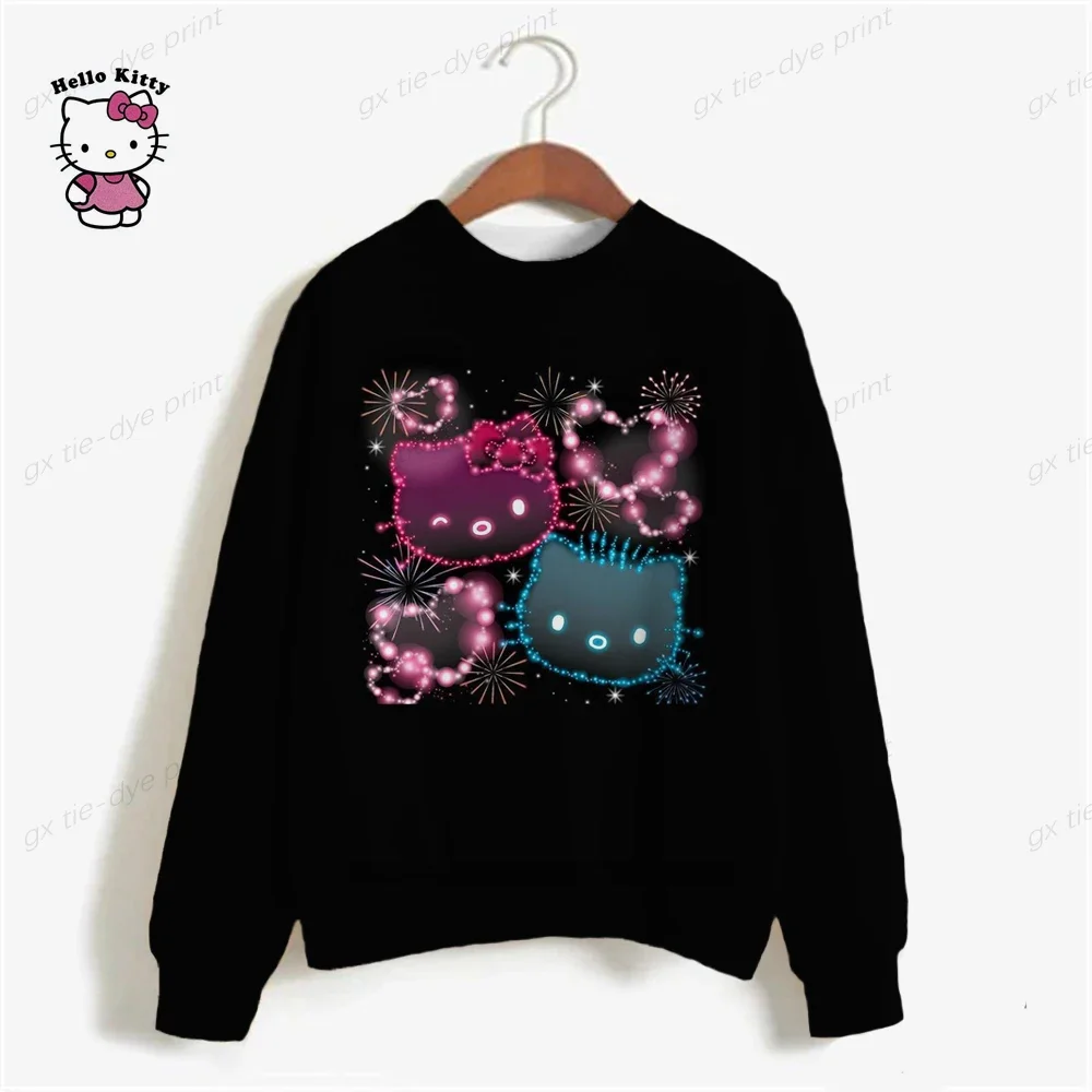 Vintage HELLO KITTY Print Crewneck Pullovers Harajuku Hoodie Women Fall Sweatshirt kawaii HELLO KITTY Sweatshirts