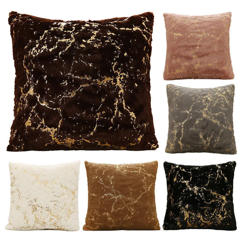 Pillows Plush Hot Stamping Pillow Cases Home Supplies Sofas Living Rooms Bedside Cushions Waist Pillows Funda De Almohada