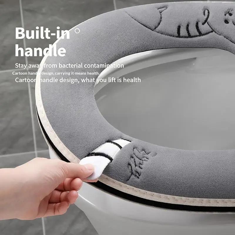 1Pcs Bathroom Toilet Seat Cover Soft Warmer Washable Mat Cover Pad Cushion Seat view 5