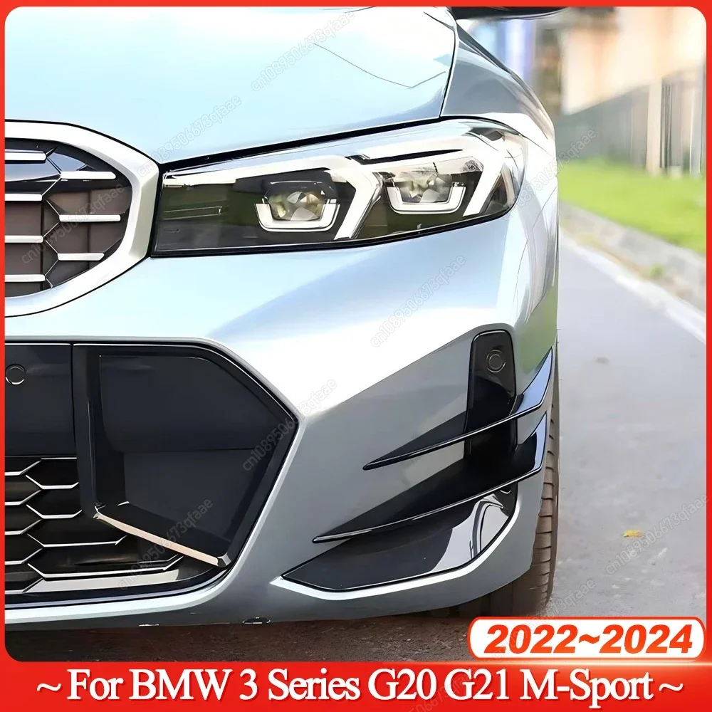 

4Pcs Front Bumper Canards Front Lip Spoiler Splitter Trim Sticker For BMW G20 G21 318i 320i 330i M340i 2022-2024+ LCI M-Sport