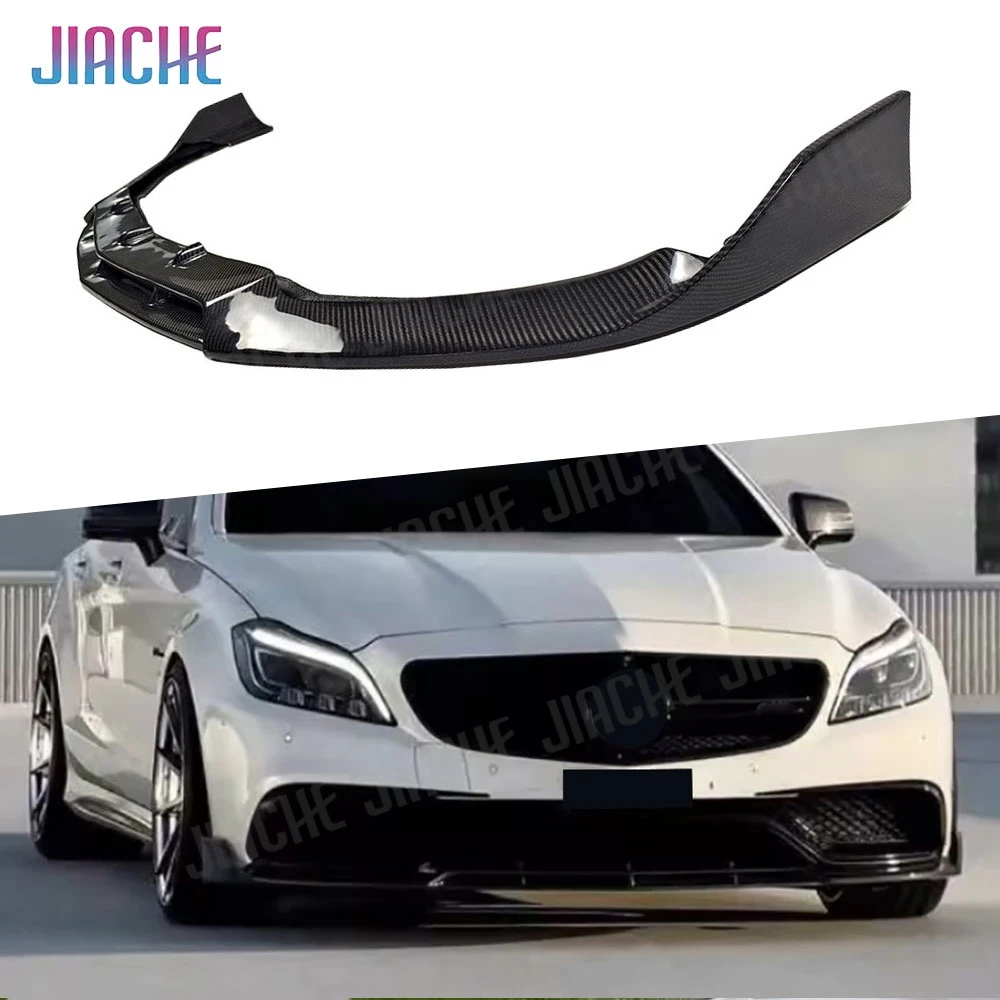 Carbon Fiber For Benz CLS Class W218 CLS63 AMG Sedan 4 Door 2015-2017 Front Lip Spoiler Bumper Chin Shovel Car Styling Body Kits