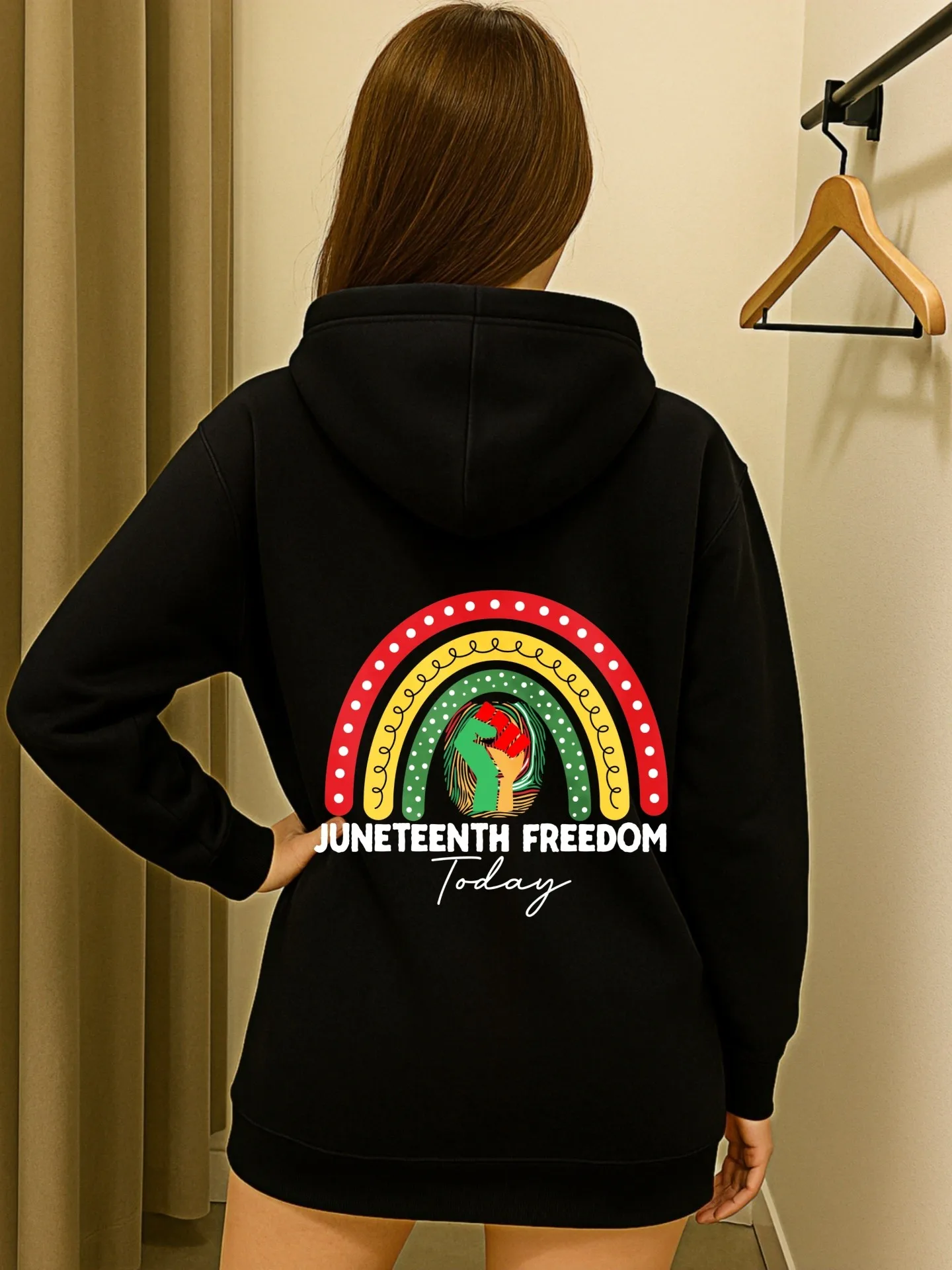 Sudadera con capucha gráfica para mujer, estampado de letras, ropa informal, forro polar, uso diario informal, para hombres jóvenes