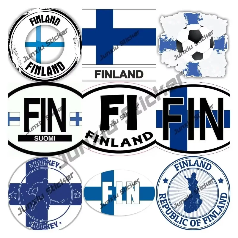 

Suomi Finland Shield Stickers Europe Salla Lapland Finnish Flag Seal Map Travel Adventure World Country Code Oval FIN Decal