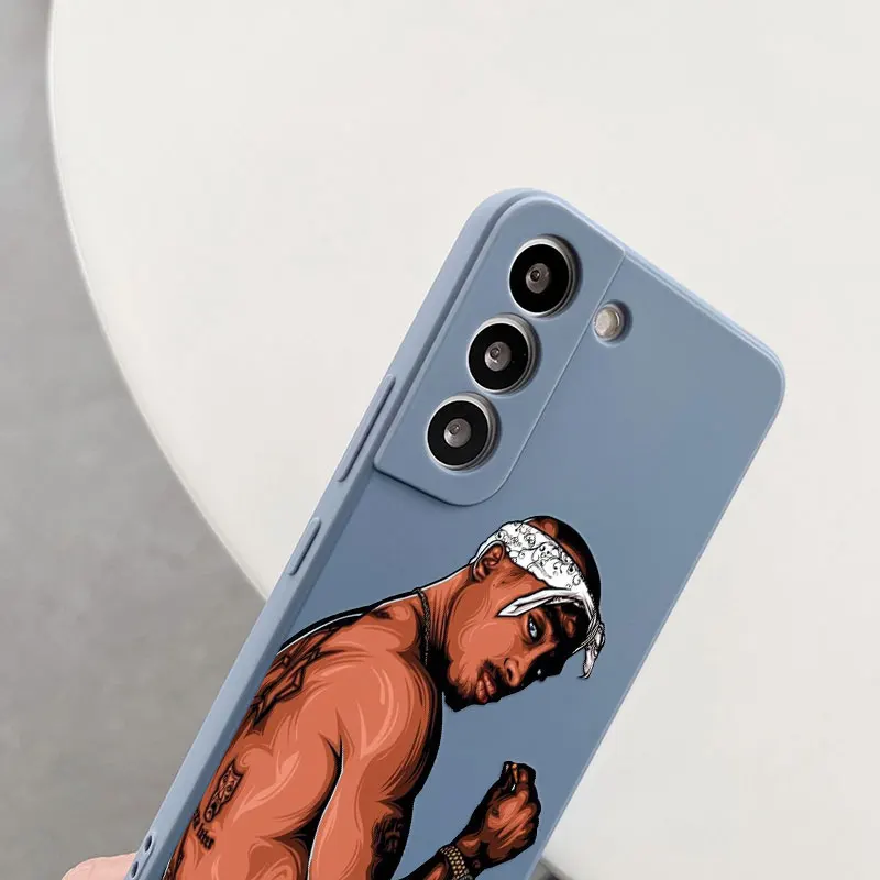 2PAC Tupac Rapper Hip Hop Liquid Silicon Case For Samsung Galaxy S24 S23 S22 Ultra Plus S21 S20 FE S10 S23 5G Luxury Phone Cover