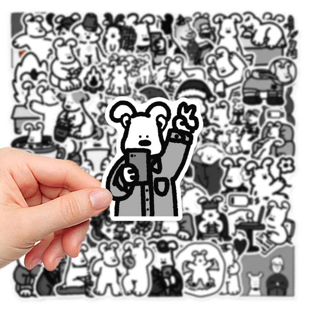 62Pcs Black And White Stick Figure Style Dog Stickers Graffiti Funny Kids DIY Decals Gift Toy for Wall Notebook Phone Bike