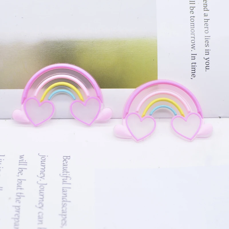 10Pcs 30-50mm Soft Rubber Rainbow Patches DIY Crafts Appliques Planar Figurine Accessories Scrapbooking