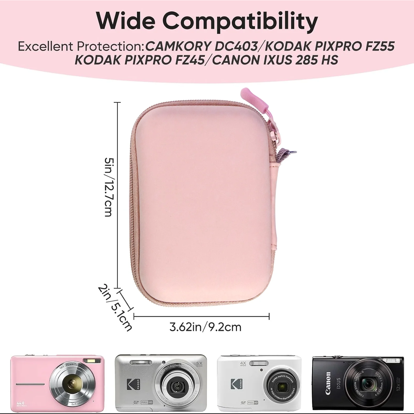 Camera Case for Digital Camera CAMKORY DC403 / KODAK FZ55/ FZ45 and More Digital Camera,Small Compact Travel Camera Bag image 2