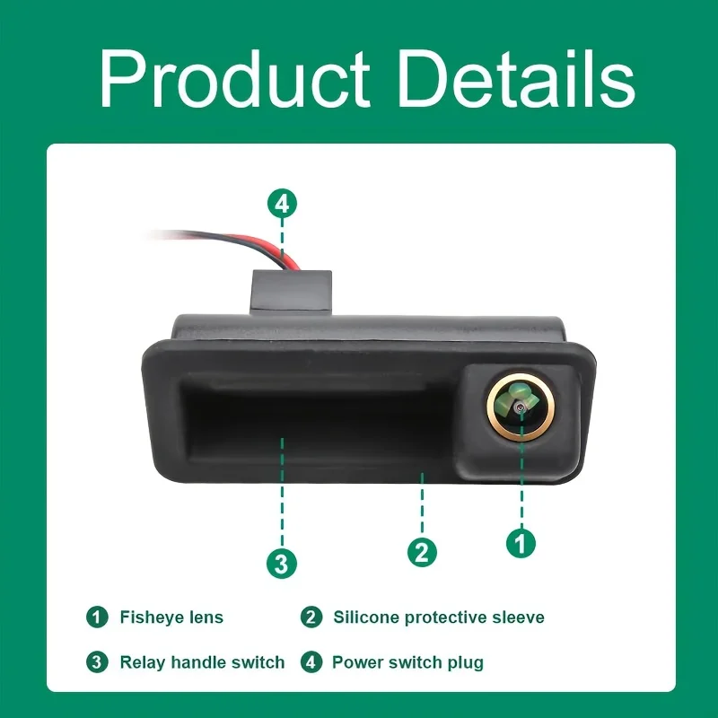 Trunk Handle Camera Car Rear View Camera. Wide View Camera, for Ford Mondeo MK4 for galaxy MK2 Fiesta MK7 Focus MK2 C30, view 5