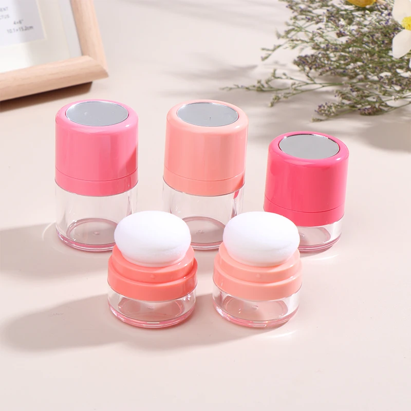 Mini Empty Refillable Loose Powder Box With Powder Puff Diy Cosmetic Powder Case Blusher Finishing Powder Jar Container