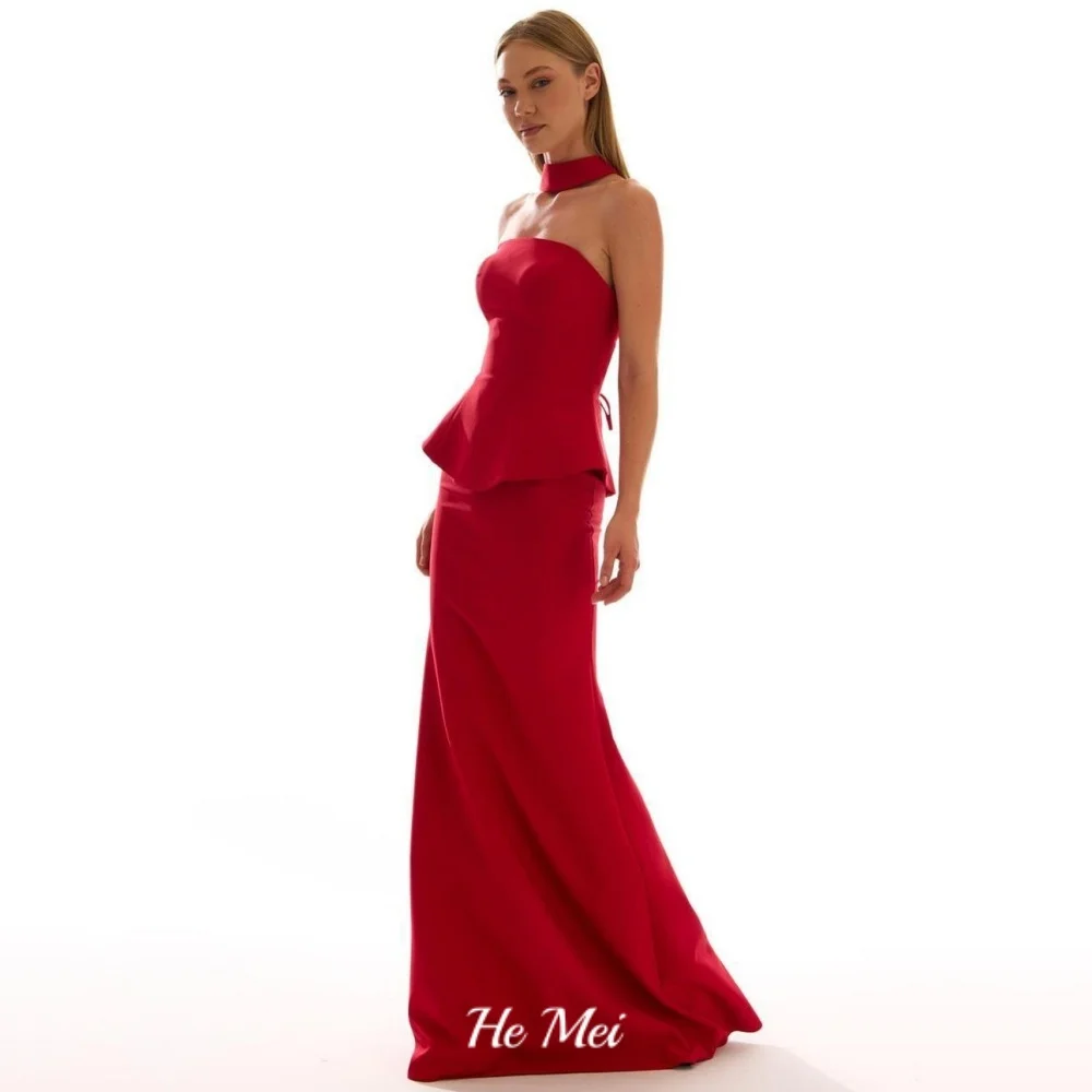 

Mermaid Red Prom Dress Customized Simple Strapless Long Sleeve Elegant Party Occasion Evening Dress فساتين سهرة