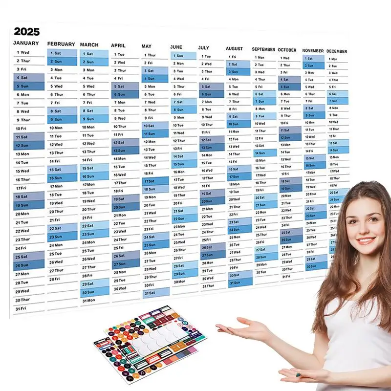 2025 년 연차 달력, 두꺼운 종이 포스터 달력, 1 월 2025 일 ~ 12 월 2025 홈 일정