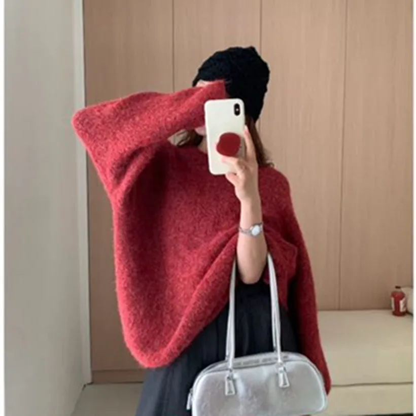 

Loose Fit round Neck Comfortable Casual Style Fashion Trend Lant Ladies Soft Purple Hooded Knitwear Autumn Winter Long Sleeve