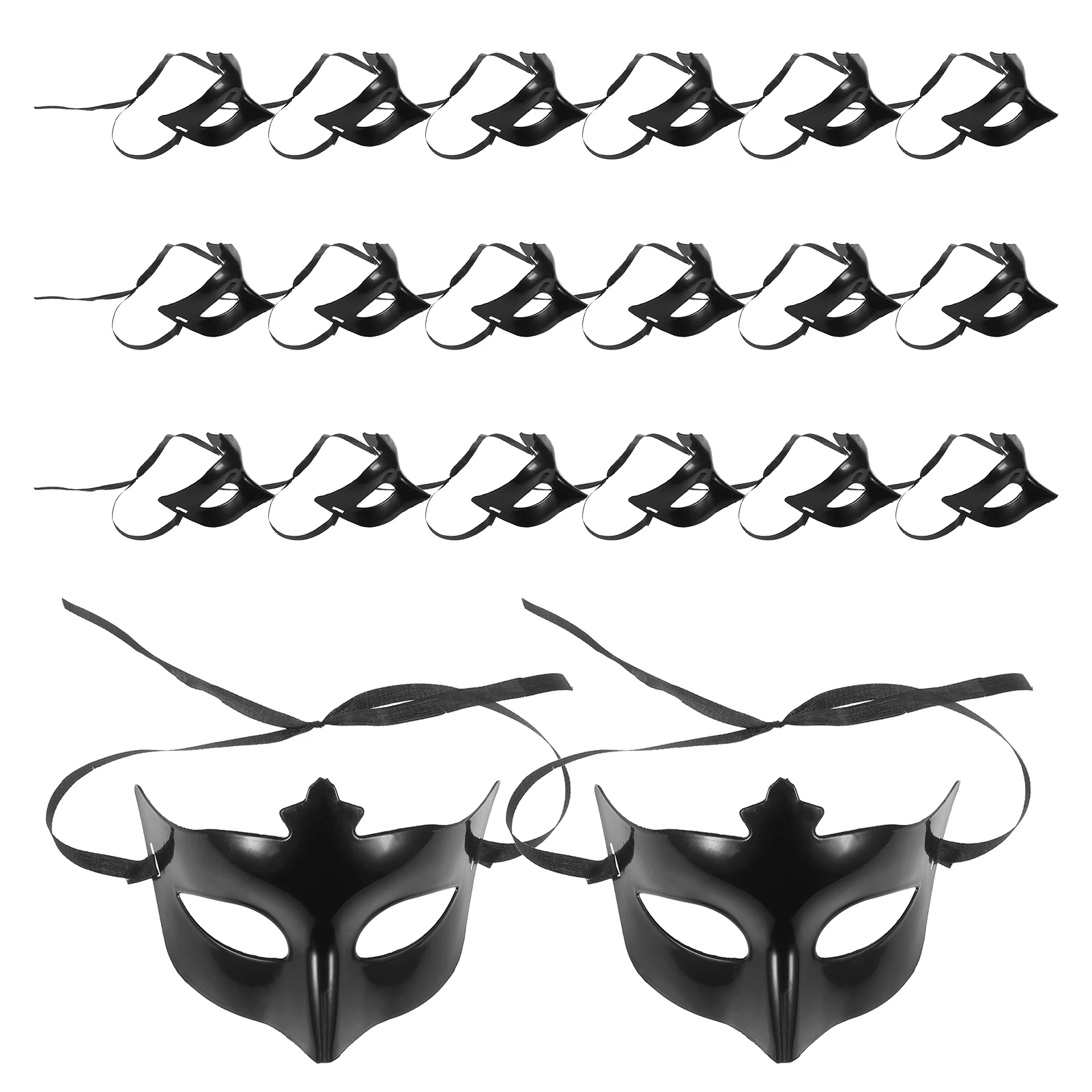 

20pcs Halloween Mask Base Half Face Diy Costume Crafts Blank Plastic Bases For Cosplay Party Decor Black Lightweight Versatile