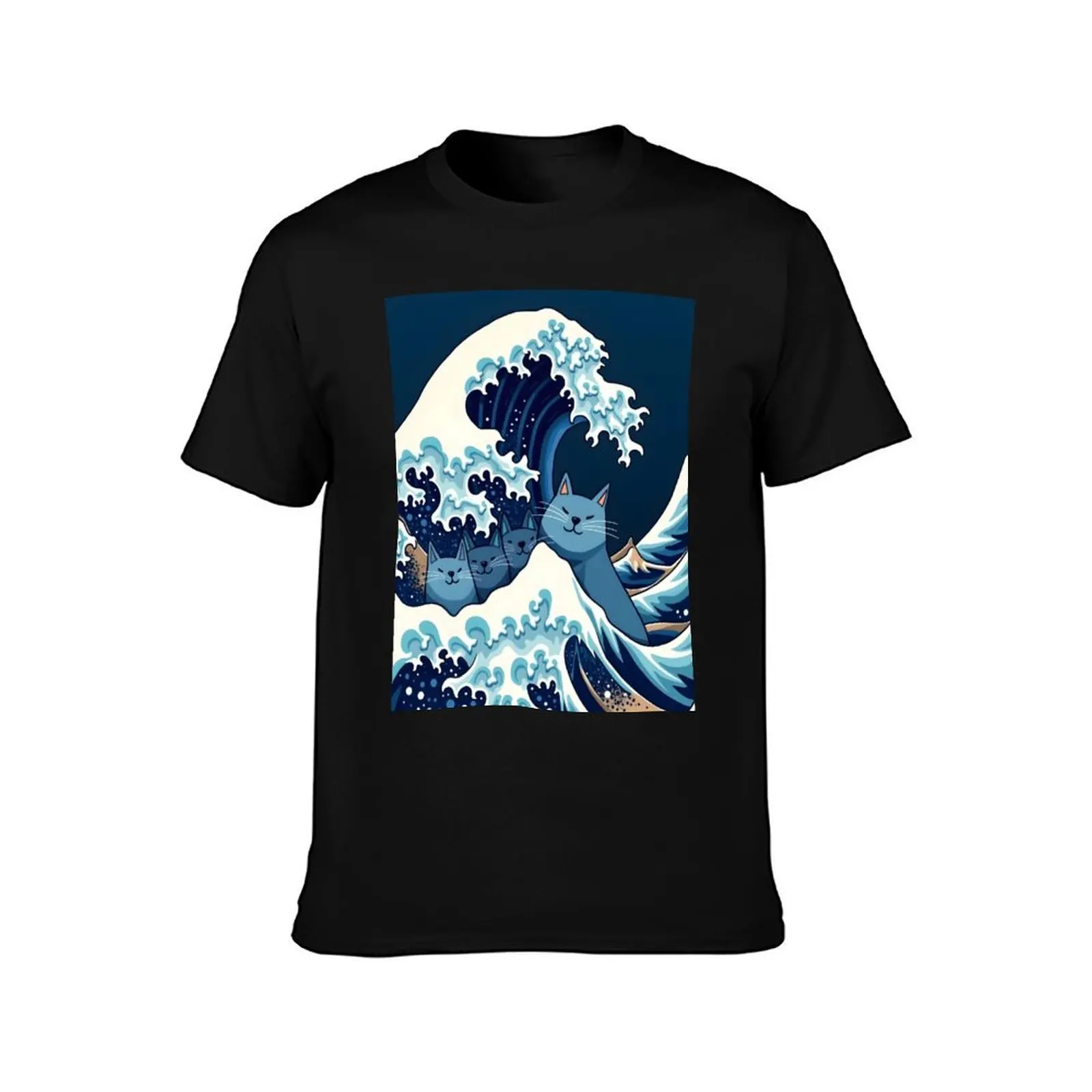 Blue Cats Wave For Kamala Funny T-Shirt anime stuff kawaii clothes tops black t-shirts for men