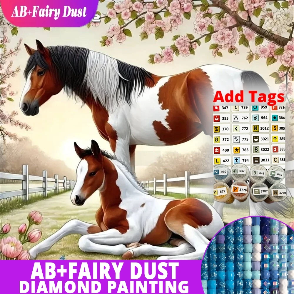 

AB сказочная пыль алмазная живопись лошадь животное изображение страз DIY Алмазная мозаика цветок подходит для начинающих домашний декор
