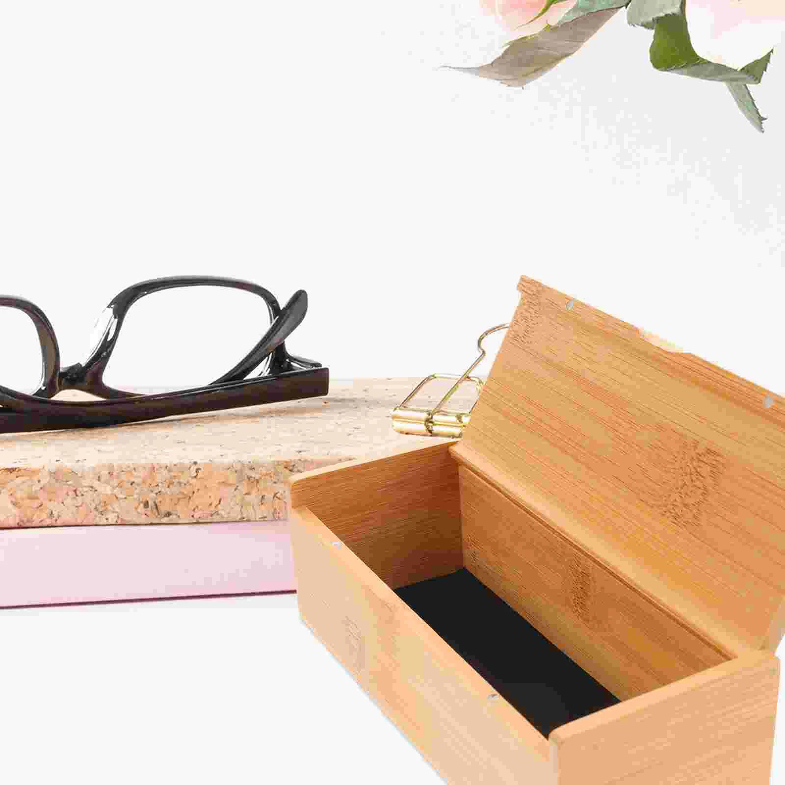 Storage Box Lidded Eyeglasses Case Bamboo Watch Holder Jewelry Organizer Gift Boxes with Cover Treasure Chest Cases for Wood