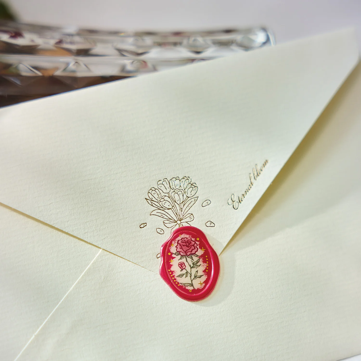 Fire Paint Glue Sticker Rose Sea Series Stereo Handbook DIY Decorative Fire Paint Sticker Envelope Seal Sticker