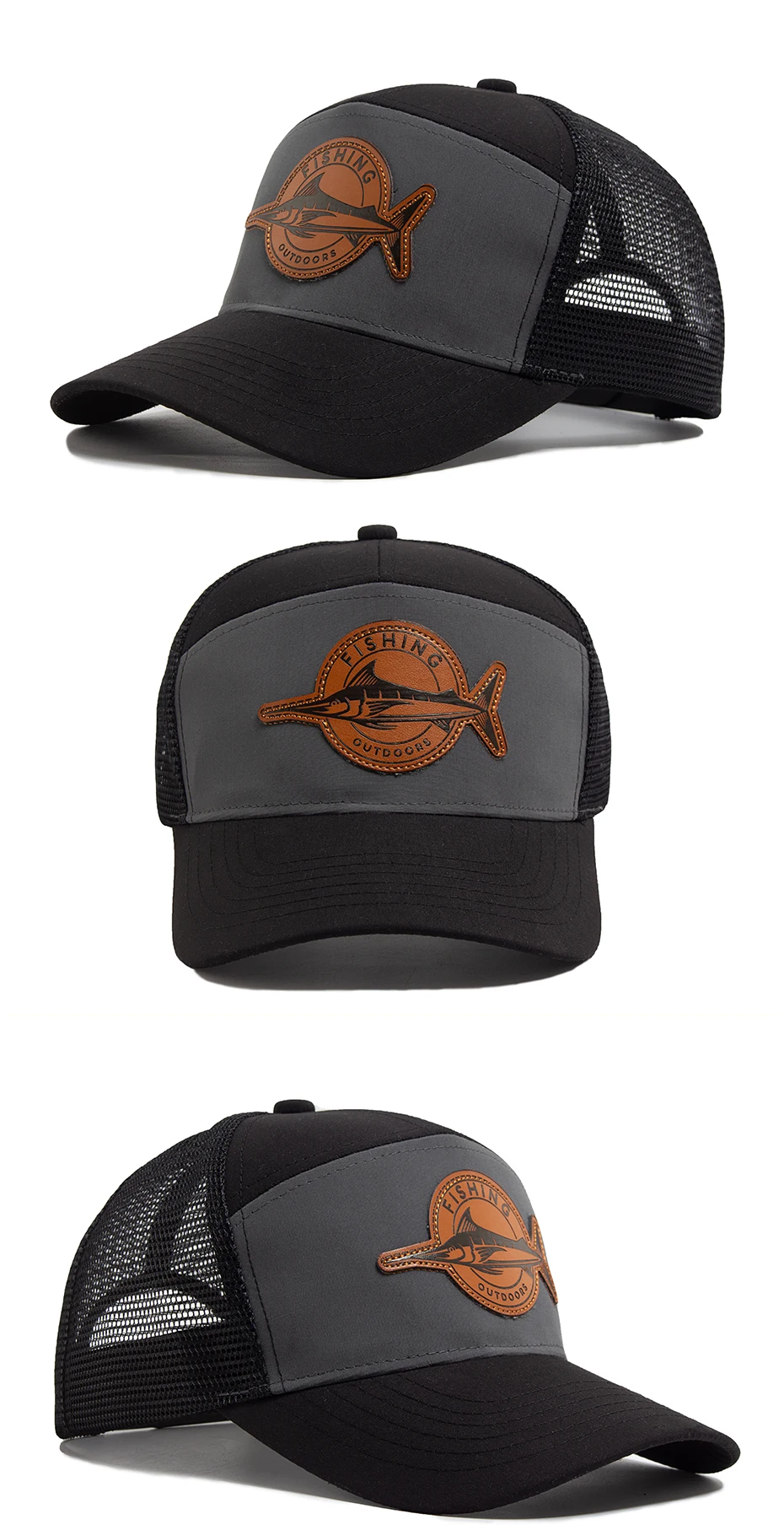 Shark Leather Label Herren-Baseballkappe, lässig, 7-teilig, Trucker-Mütze, modisch, Hip-Hop, Mesh-Kappen, Sommer, Damen, Visierhüte, Unisex – Detail 5