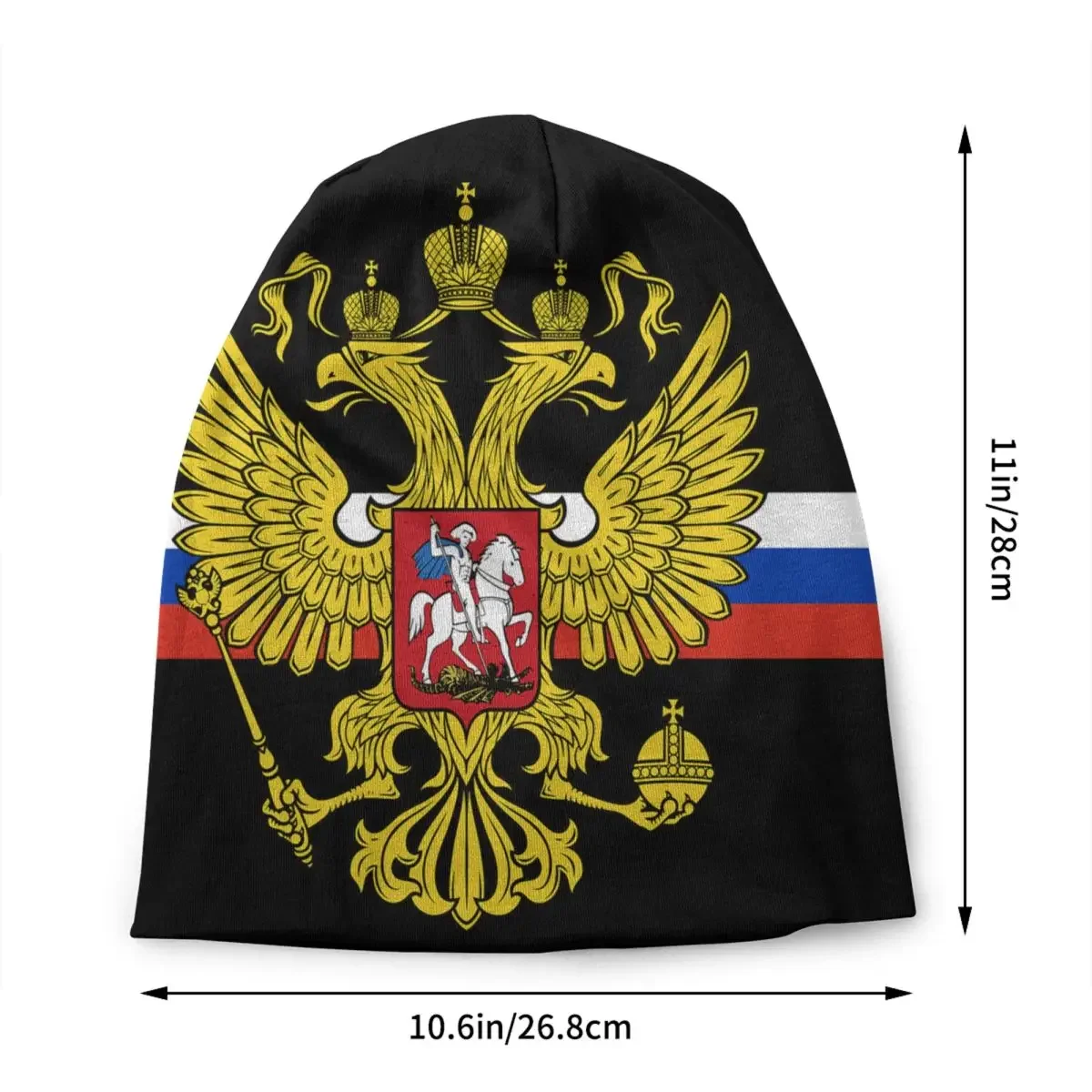 Custom Coat Of Arms Of Russia Bonnet Hats Street Knitting Hat For Men Women Winter Warm Russian Flag Skullies Beanies Caps