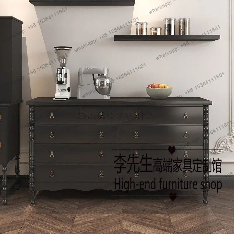 Solid wood retro dining side creative cabinet American Badou entrance TV cabinet