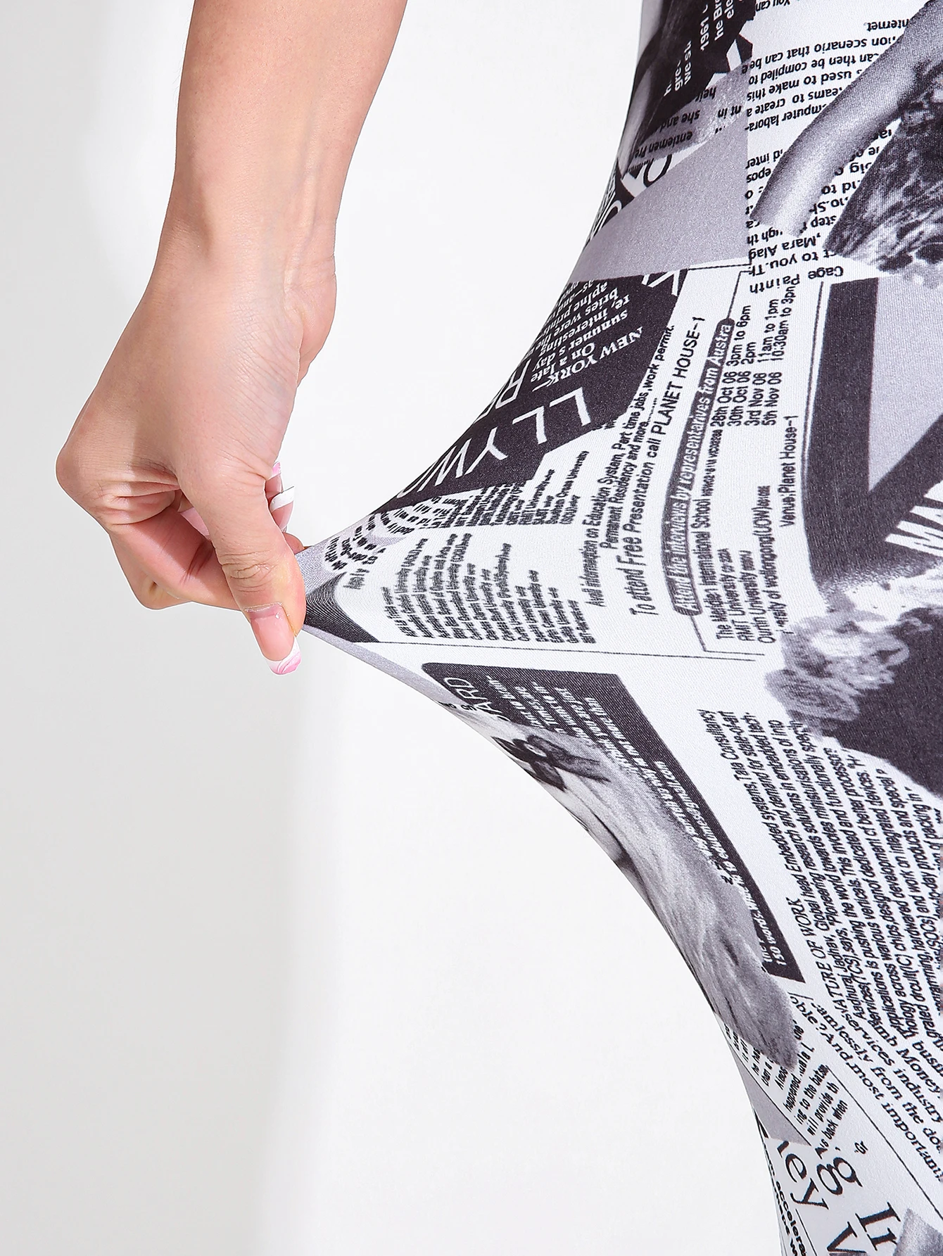 Legging elástico alto para mujer, pantalones deportivos y de Yoga con patrón de periódico, elegantes y sexis, a la moda, para primavera y verano