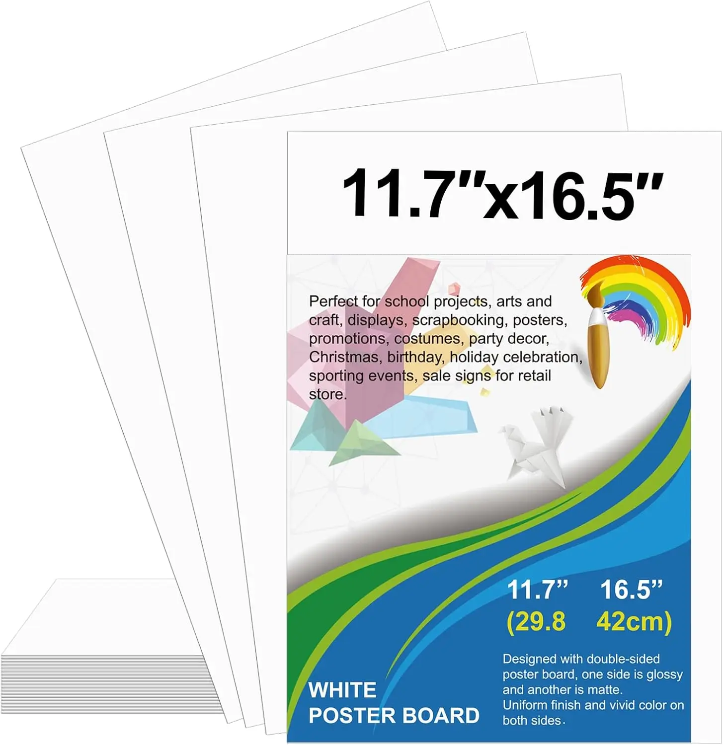 

10 Pack White Poster Board 11.7x16.5 Inches 250 GSM for Drawing School Projects Signs Crafts