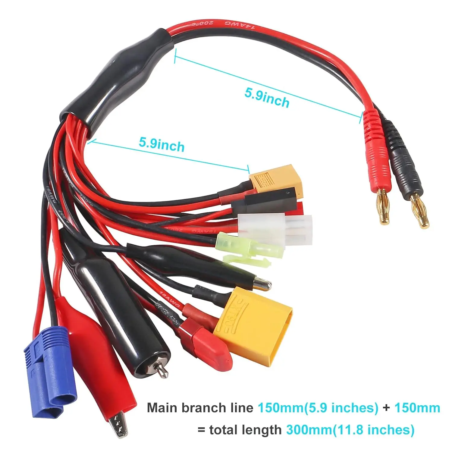 موصل متعدد الوظائف سلك الفاصل 11 في 1 الأخطبوط تحويل كابل إلى 4.0 مللي متر كابل توصيل الموز ل TRX ، T-Plug ، Futaba ، Tamiya Mini