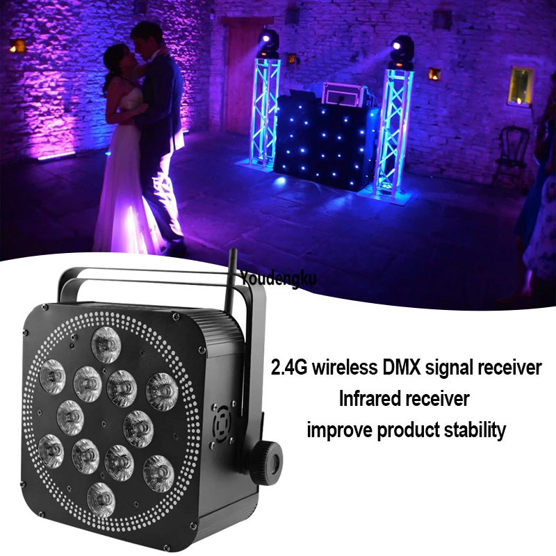 10 unit par led architetturali 12*18w battery powered led par 6in1 rgbwa uv wifi wireless dmx led flat slim par stage uplight