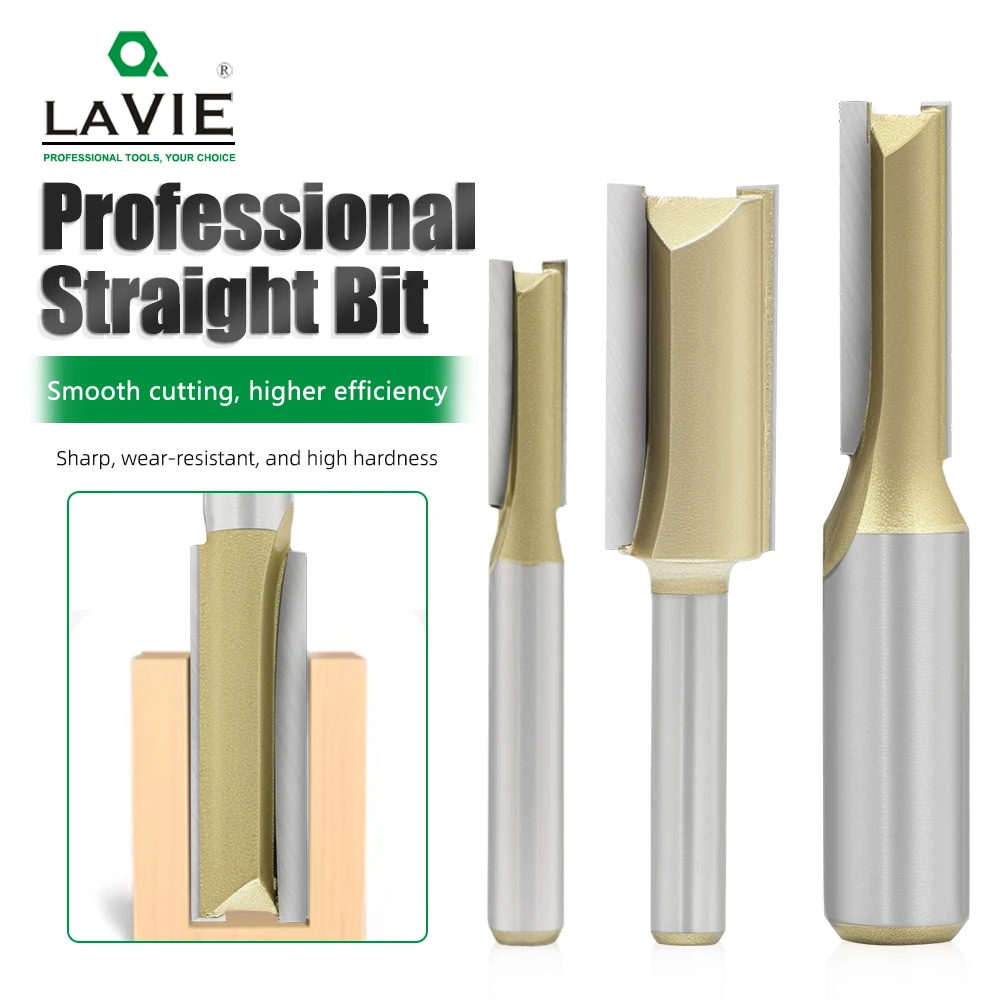 

LAVIE 1pc 6mm 1/4 1/2 Shank Straight Router Bit Woodworking Tools Wood Milling Cutter For CNC Trimming H060020