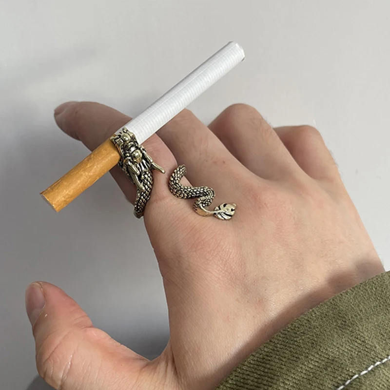 Mini Portable EDC Creative Dragon Cigarette Holder Jewelry Ring Tool